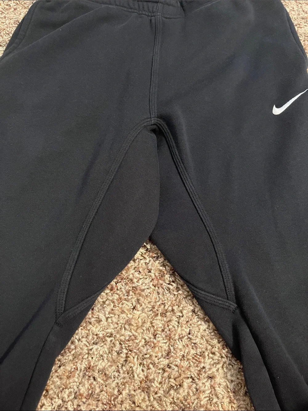 Nike Black Men’s Jogger Sweatpants with White Swoosh